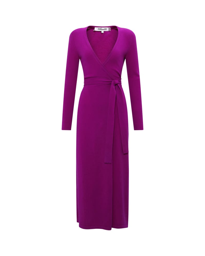 DVF ASTRID KNIT WRAP DRESS PURPLE